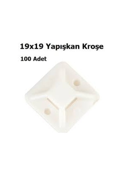 100 Adet 19X19 Yapışkan Kroşe(Kablo Bağı Tutucu)