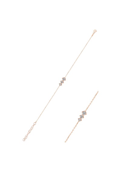 Gümüş Rose Zirkon Taşlı Pırıltı Bileklik