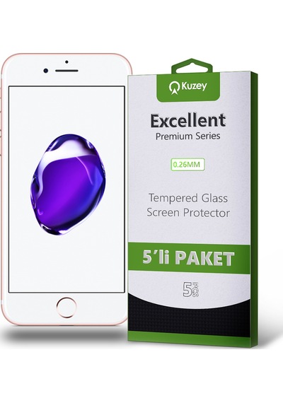 Apple Uyumlu   iPhone 7 ile Temperli Ekran Koruyucu Kırılmaz Cam Ekonomik 5'li Paket