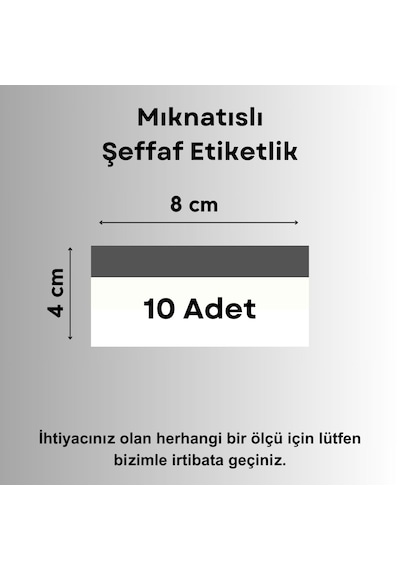 Şeffaf Etiket 10 Ad Pvc Magnet Etiketlik Mıknatıslı 8x4 Cm Raf Etiket Cebi
