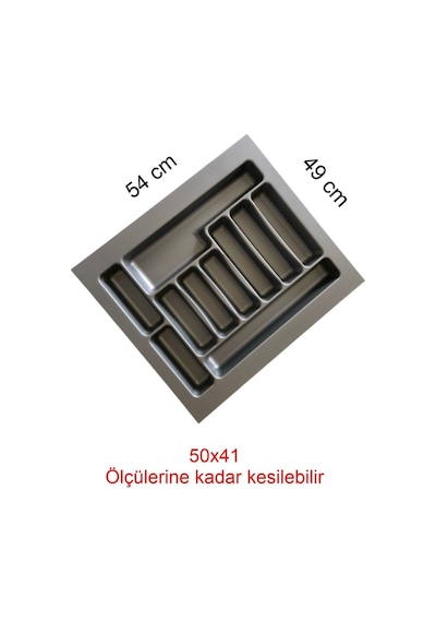 54x49 Cm Gri Renk Çekmece Düzenleyici Kaşıklı 50/40 Kadar Kesılebılır Gri