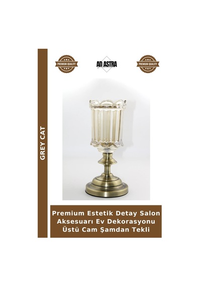 Premium Estetik Detay Salon Aksesuarı Ev Dekorasyonu Üstü Cam Şamdan Tekli Çok Renkli