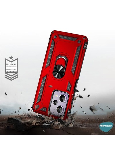 Xiaomi Mi 13 Pro Kılıf Military Ring Holder Kırmızı Mi 13 Pro İle Uyumlu Kılıf - Kırmızı