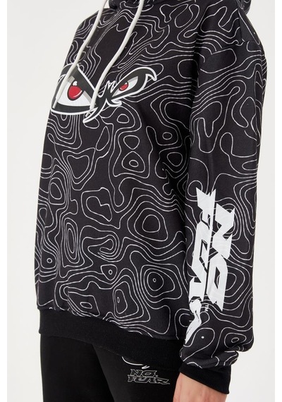 No Fear Kadın Sweatshirt Oversize Kapüşonlu Siyah 72523 001