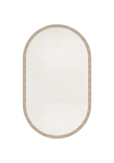 Natura Sisal Hasır Görünümlü Çerçeveli Oval Halı Ntr12 Bej-krem
