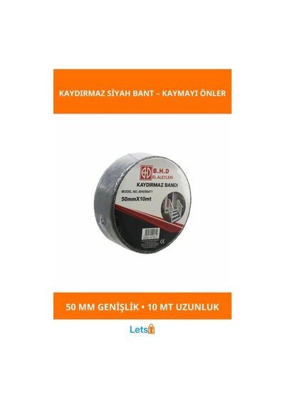 Kaydırmaz Siyah Bant 50 Mm X 10 Mt Güvenlik Bantı 1 Adet