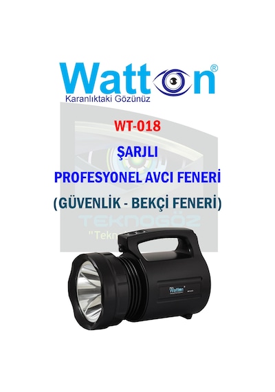 Watton Wt-018 Şarjlı Profesyonel Avcı Feneri (Wt 018) Siyah