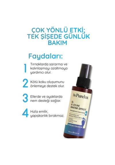 El & Ayak Bakım Spreyi Koku Gidermeye Yardımcı Tırnak Bakım Spreyi 100 Ml