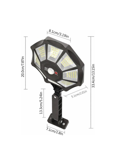 168 Smd Led Solar Lamba Kumandalı Hareket Sensörlü 3 Modlu Bahçe Duvar Aydınlatma Beyaz Işık