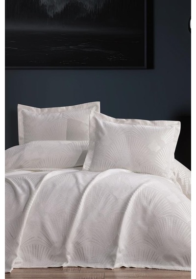 Firdevs 3 Parça Çift Kişilik Pike Takımı 240x260 Krem Krem