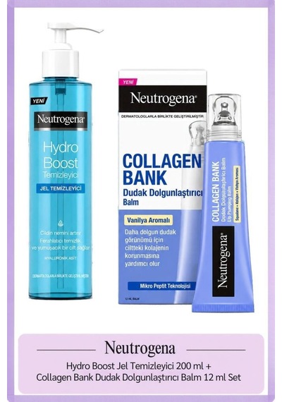 Hydro Boost Jel Temizleyici 200 Ml + Collagen Bank Dudak Dolgunlaştırıcı Balm 12 Ml Set