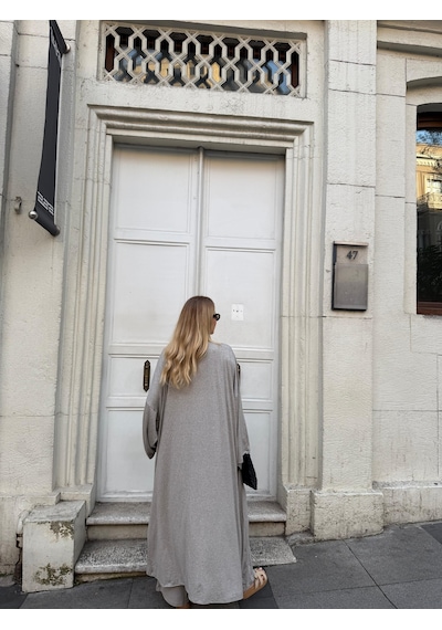 Bonacosa Kadın Viskon 3 Lü Takım Kimono + Beli Lastikli Salaş Pantolon + Kısa Kol Tshirt 8 Renk Vizon