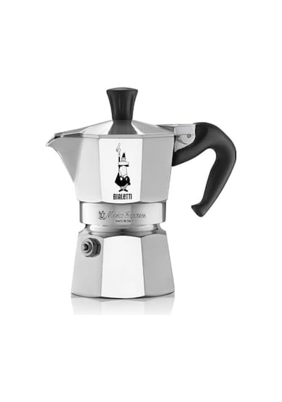 Moka Express: 2 Cups Ocak Üstü Espresso Pişirici - 90ml - Gümüş Renk - Alüminyum Gövde - Patentli Güvenlik Valf
