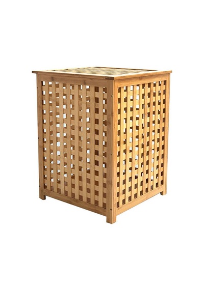 İbico İ21-152 Kalın Bambu Kirli Çamaşır Sepeti 40x40x58 Cm - Kumaş Çantalı