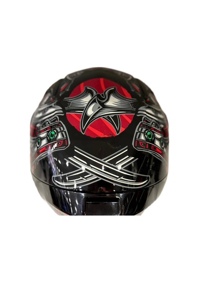 Shiro Katana Sv Samurai Kapalı Kask Kırmızı - Siyah