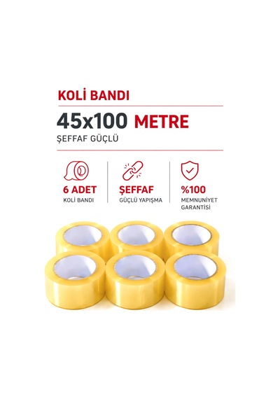 Diyarı Fırsat Şeffaf Hotmelt Koli Bandı 45 Mm X 100 M 6'lı Paket 6 Adet