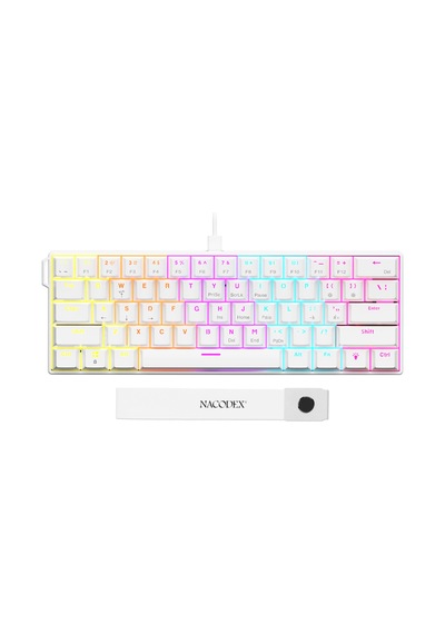 Ajazz Nk61 Red Switch Kablolu Hot-swap Klavye Rainbow Aydınlatma Taşıma Bandı Beyaz
