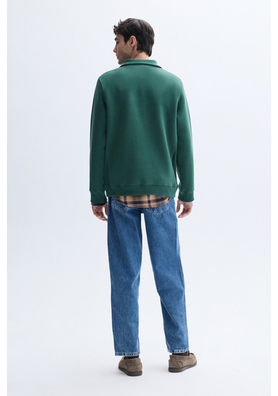 Mudo Erkek Erkek Koyu Yeşil Comfort Fit Fermuarlı Dik Yaka Sweatshirt 1264091