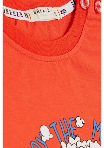 Breeze Girls & Boys Erkek Çocuk Tişört Pop Corn Baskılı 2-6 Yaş, Mercan-mercan Mercan