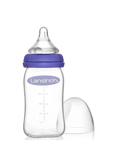 Lansinoh Cam Biberon 160 ML + Naturalwave Biberon Emziği Yavaş Akış