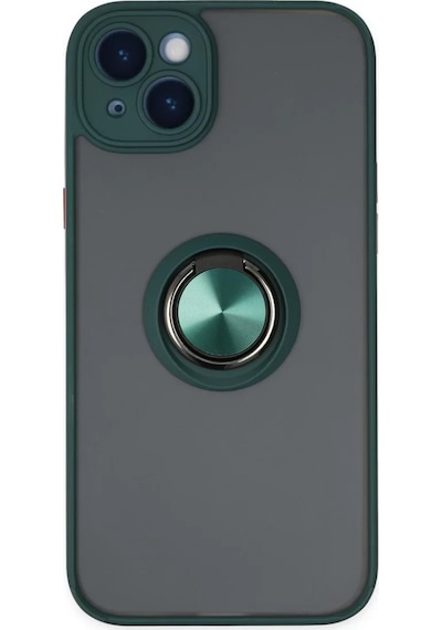 Apple Uyumlu iPhone 14 Kılıf Montreal Yüzüklü Silikon Kapak - Yeşil Renkli