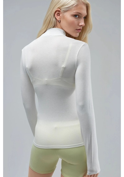 Hiccup Busem Slim Fit Yarım Balıkçı Yaka Bluz Beyaz