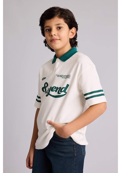 Defacto Oversize Ekru Erkek Çocuk Polo Yaka T-shirt G7474a8/er105 Ekru