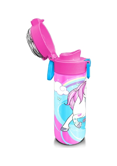 Coral High Kids Mavi Neon Pembe Unicorn Desenli Pipetli Ve Direkt İçim Çelik Termos 500 Ml 31925 Mavi - Beyaz