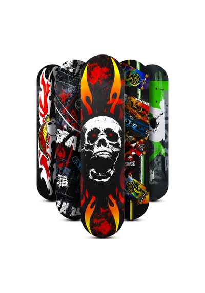 Orta Boy Kaykay 60 Cm 8 Katmanlı Canlı Desenli Kemik Teker Kaymaz Skateboard 2406 Gri