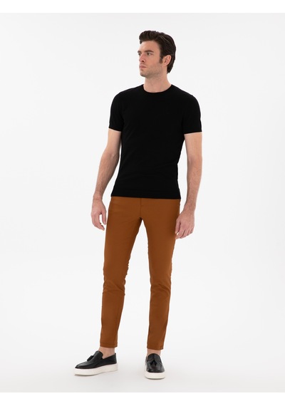 Cacharel Açık Kahverengi Slim Fit Pamuk Karışımlı Kanvas Pantolon