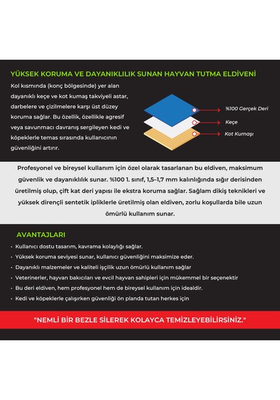 Harmandar Veteriner Silinebilir Kedi Tutma Yakalama Eldiveni - 3 Katmanlı Ekstra Koruma Kahverengi Harmandar Veteriner Silinebilir Kedi Tutma Yakalama Eldiveni - 3 Katmanlı Ekstra Koruma Kahverengi