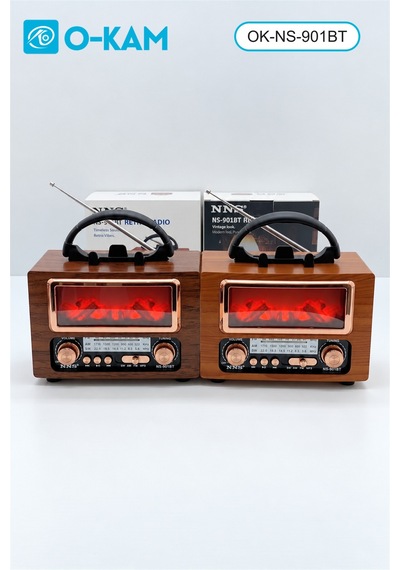O-kam Ok-ns-901bt Taşıma Saplı Şömine Efektli Retro Radyo
