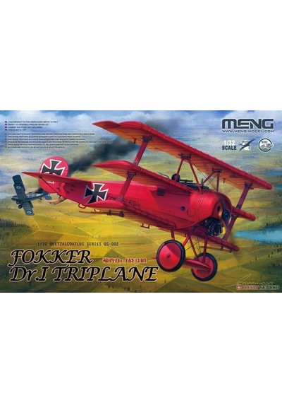 Meng Qs-016 1/32 Ölçek, Fokker Dr.ı Kızıl Baron Üç Kanatlı Savaş Uçağı, Plastik Model Kiti-50744