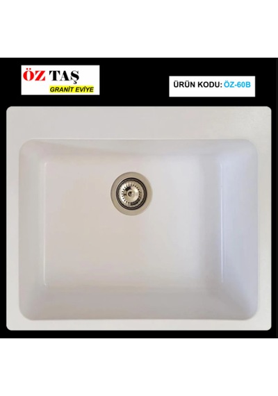 Öztaş ÖZ-60b Granit Mutfak Eviye Beyaz Tek Gözlü 55 x 60 CM