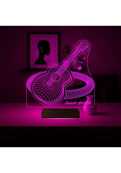 Luvivia Klasik Gitar Enstrüman Gitarist Hediye Kişiye Özel 3d Lamba - Masa Gece Lambası Şeffaf