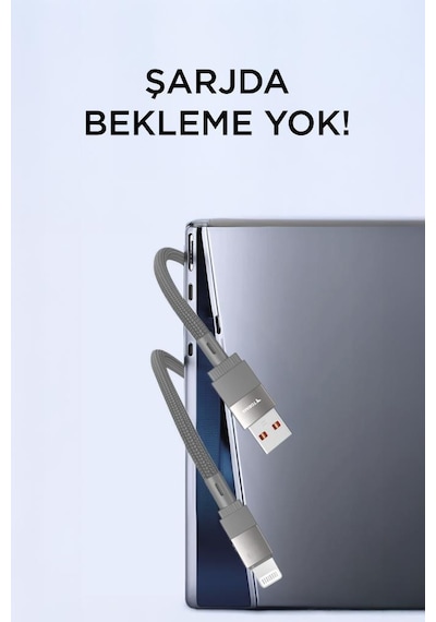 Torima U18 USB /Lightning Şarj Ve Data Kablosu Gri