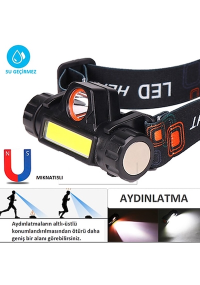 Gaman Dağcılık Tırmanışı Ve Gece Koşucuları İçin Su Geçirmez Kafa Fener Siyah