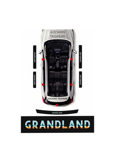 Opel Grandland Kapı Eşiği Karbon Folyo Seti Grandland Modeline Özel 5 Parça Araç Koruyucu