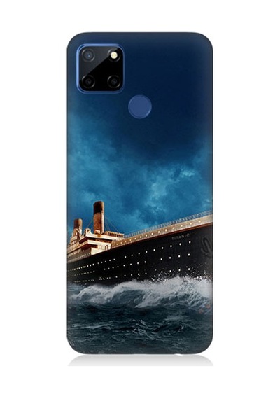Realme C12 Uyumlu Fırtınalı Gemi Desenli Silikon Kılıf