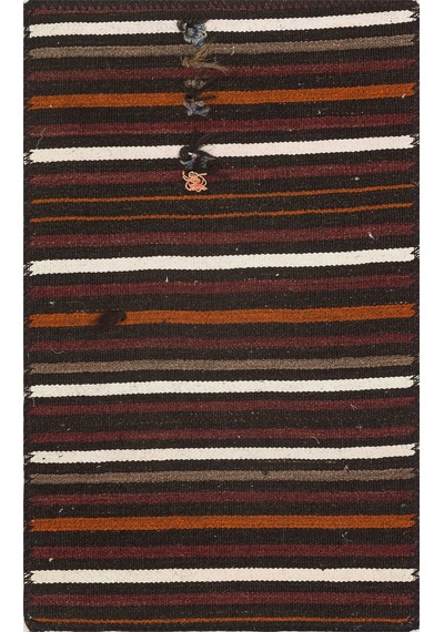 Gerçek El Dokuma Çok Renkli Çizgili Kilim Paspas