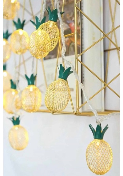 Mobgift Şerit Led Işıklı Örgü Tel Ananas 2 Metre 10’Lu (Gold)