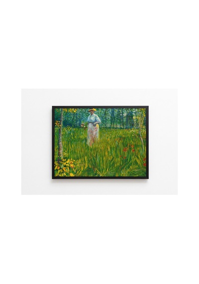 Van Gogh Bahçede Yürüyen Kadın Çerçevesiz Poster 30x42 Cm A3 Tablo Duvar Dekoru Mat Fotoğraf Kağıdı