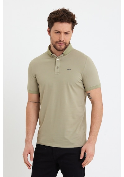 Jeus Erkek Pike Lacoste Kumaş Yakalı Yeşil Tshirt
