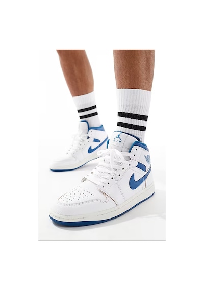 Nike Air Jordan 1 Mid Special Edition Leather Unisex Sneaker Hakiki Deri Bilekli Günlük Spor Ayakkabı Beyaz