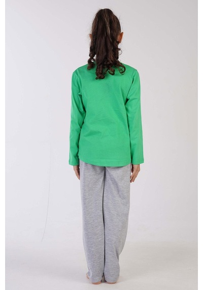 Kız Çocuk Uzun Kol Yeşil Pijama Takımı C3t0n7o122 001