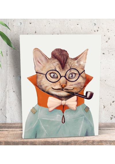 Bk Gift Eclectic Cat Tasarımlı Dekoratif Mini Kanvas Tablo 15x20c