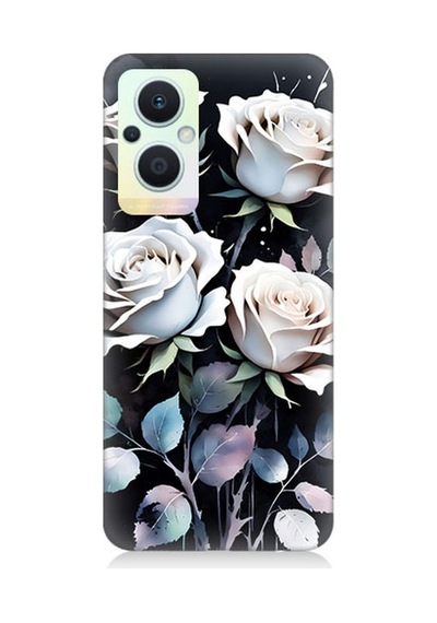 Oppo Reno 7 Lite Uyumlu Beyaz Güller Sessizliği Desenli Silikon Kılıf Çok Renkli