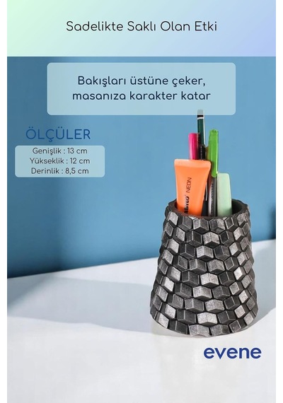 Tr Kalemlik Masa Kalemliği Organizer Kalemlik Gümüş Eskitme Renk Model 84 Genel