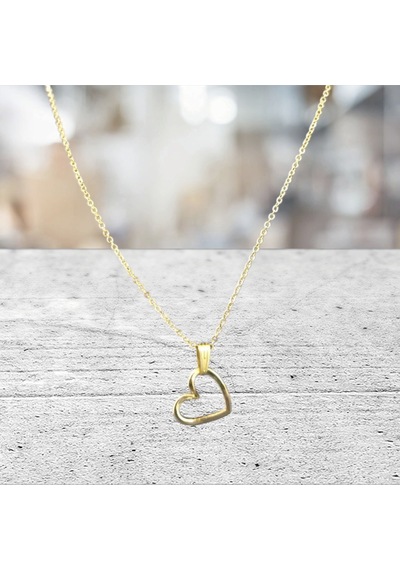 Gold & Gümüş Renk Kadın Boş Kalp Kolye Çok REnkli