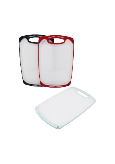 40x24cm Büyük Plastik Kesim Panosu Kaymaz Silikon Kenarlık - Çok Renkli